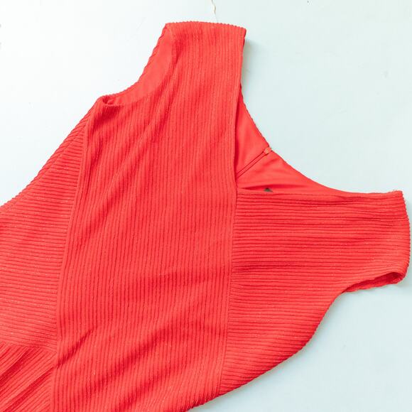 Alex Evenings Vintage Red Metallic Ribbed VNeck Formal Maxi Dress Size 16 - Picture 2 of 9